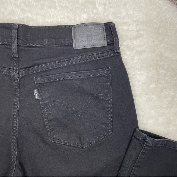 Levis 505 straight leg mid rise black womens jeans - Picture 3 of 5